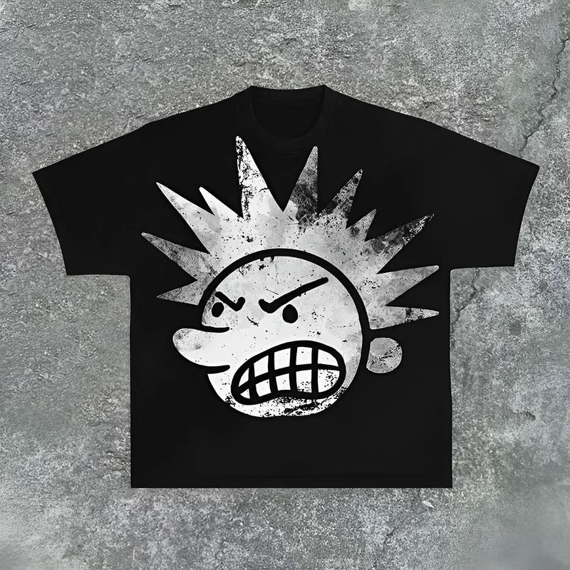 Y2K Graphic The Brain Explodes Print Short Sleeve T-Shirt TRENDY men graphic