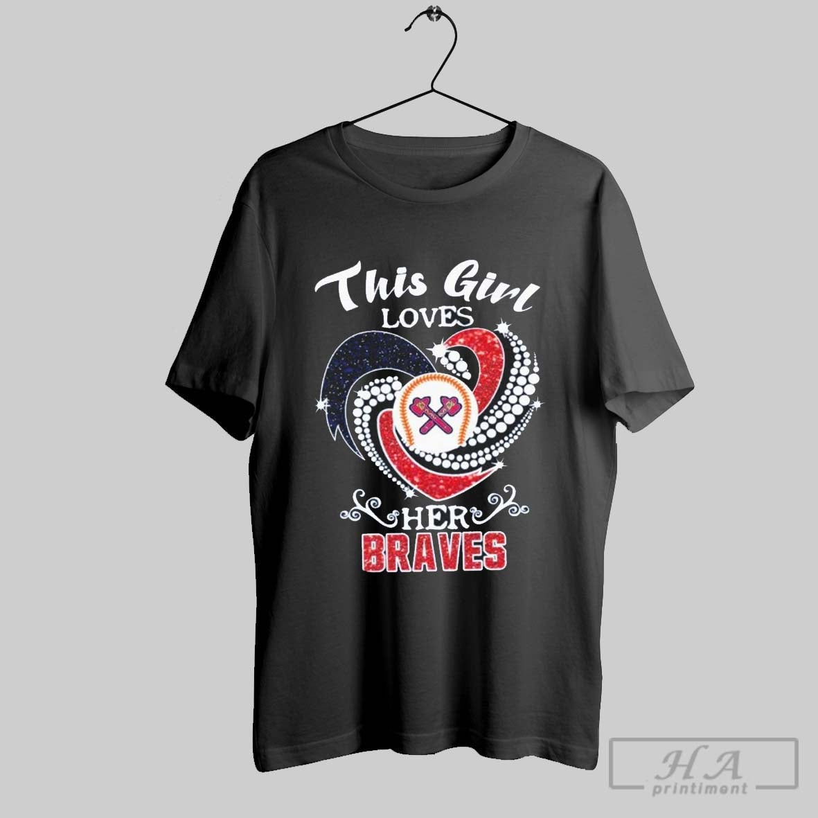 This Girl Loves Her Atlanta Braves Diamond Heart T Shirt