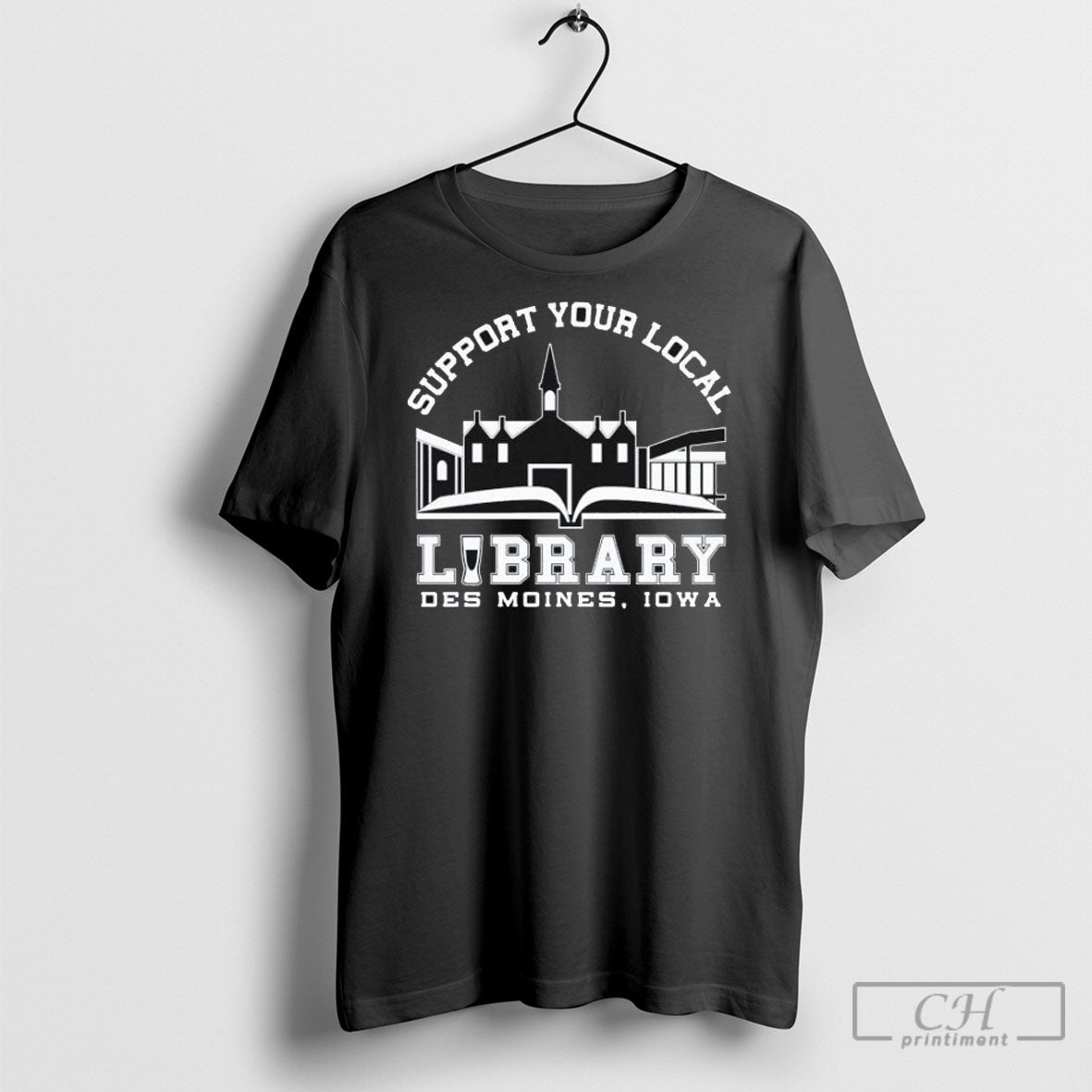 The Library Cafe Support Your Local Library Moines Iowa Bulldog T Shirt Sweatshirt Tee