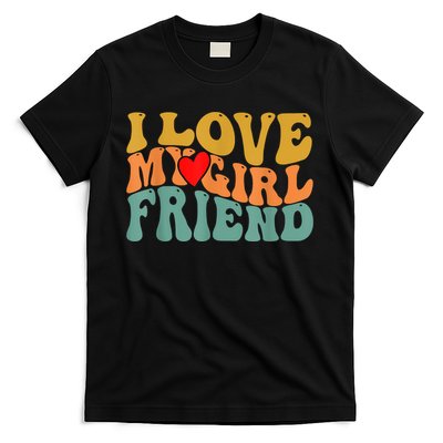 I Love My Girlfriend Red Heart Groovy Retro T-Shirt
