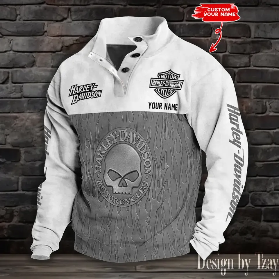 Haarleyy Davidson Skull Stand Collar Sweatshirt