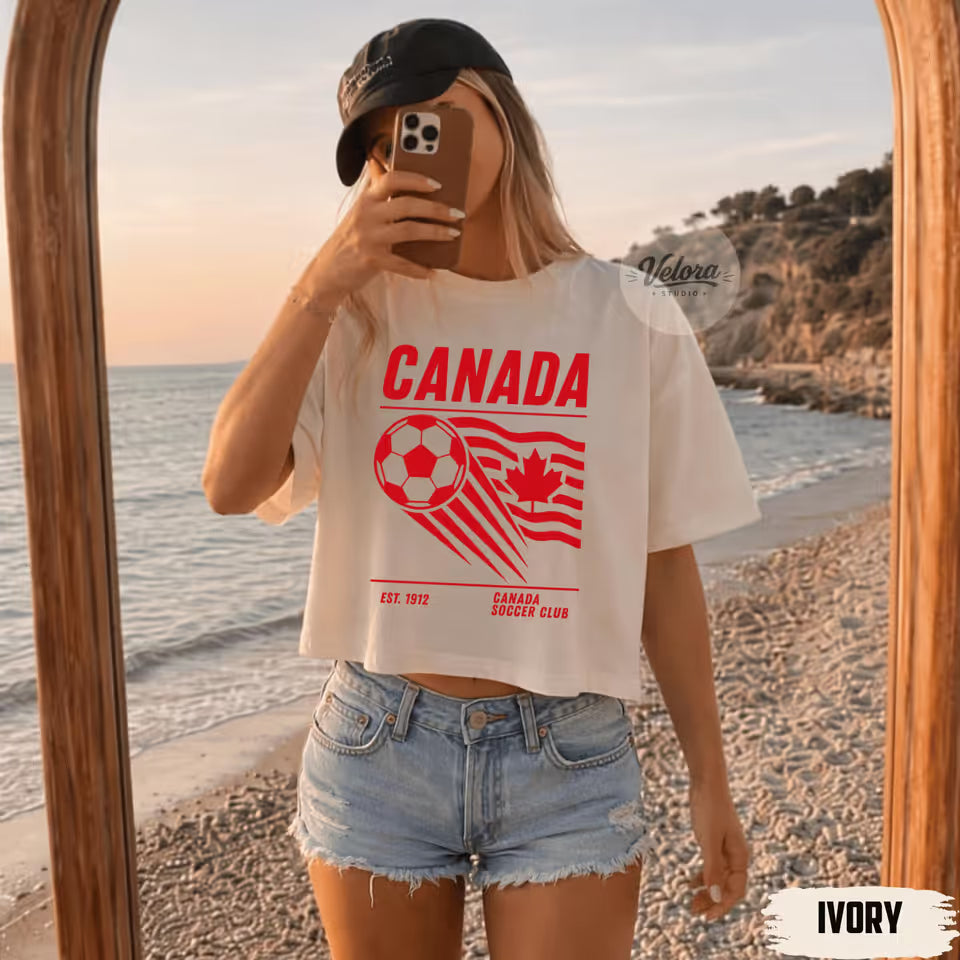 Canada Soccer Boxy Tee, Canada Football Team Women Shirt, Canadian Soccer Fan Gift