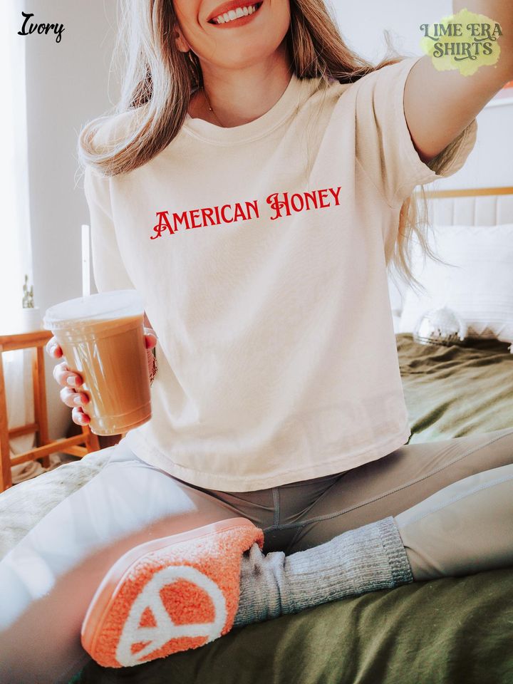 American Honey Boxy Tee, Gothic Font Country Aesthetic Shirt, Americana Western Concert Shirt, CC Country Honey Tee