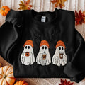 Embroidered Halloween Ghost Sweatshirt, Coffee Ghost Crewneck, Fall Spooky Sweater