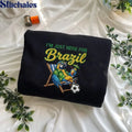 Embroidered I'm Just Here for Brazil T-shirt, Soccer Fan Gift, World Cup Goat Shirt