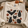 Embroidered Bat Pumpkin Sweatshirt, Cozy Fall Halloween Apparel, Vintage Halloween Crewneck, Spooky Season Crewneck