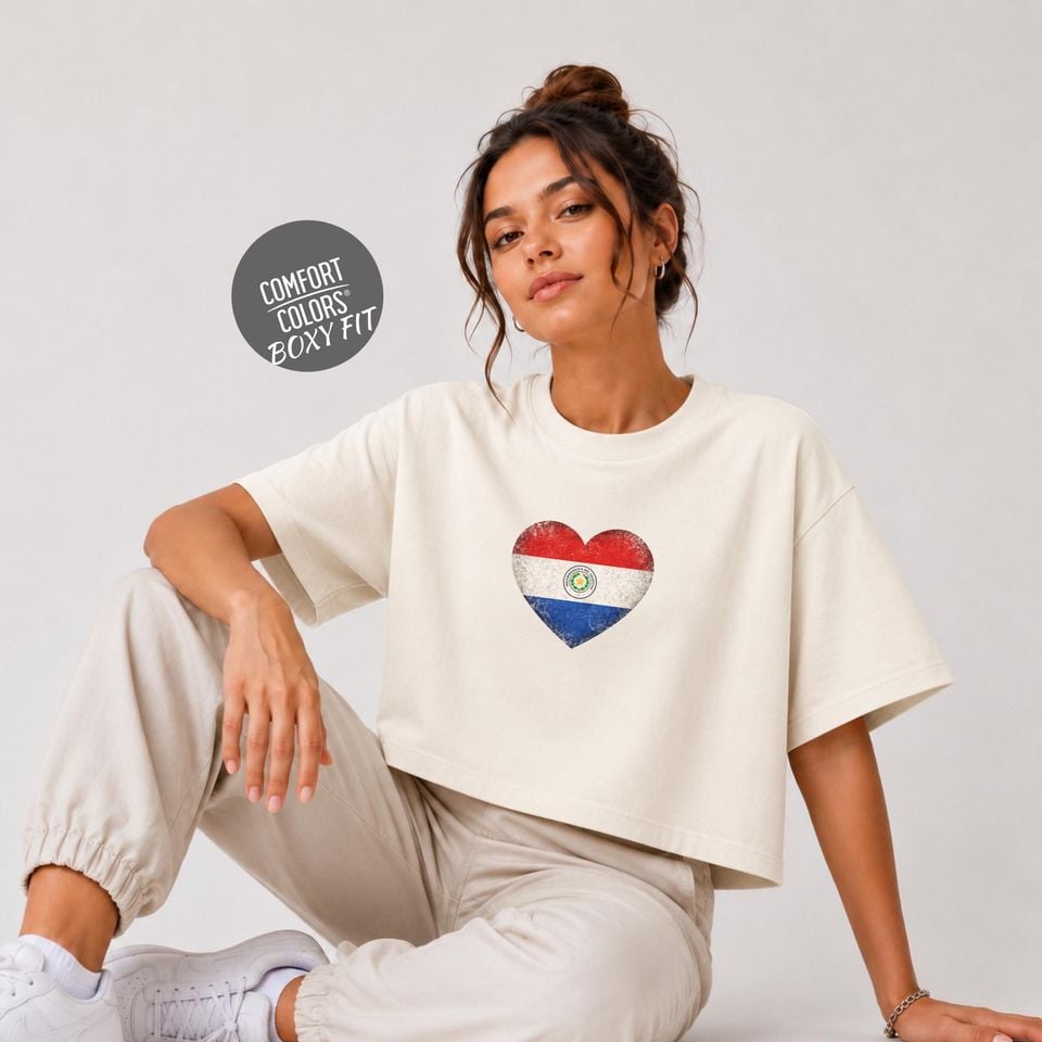 Retro Paraguay Soccer 2026 Women Soccer Boxy Tee World Cup 2026 Tee for Summer