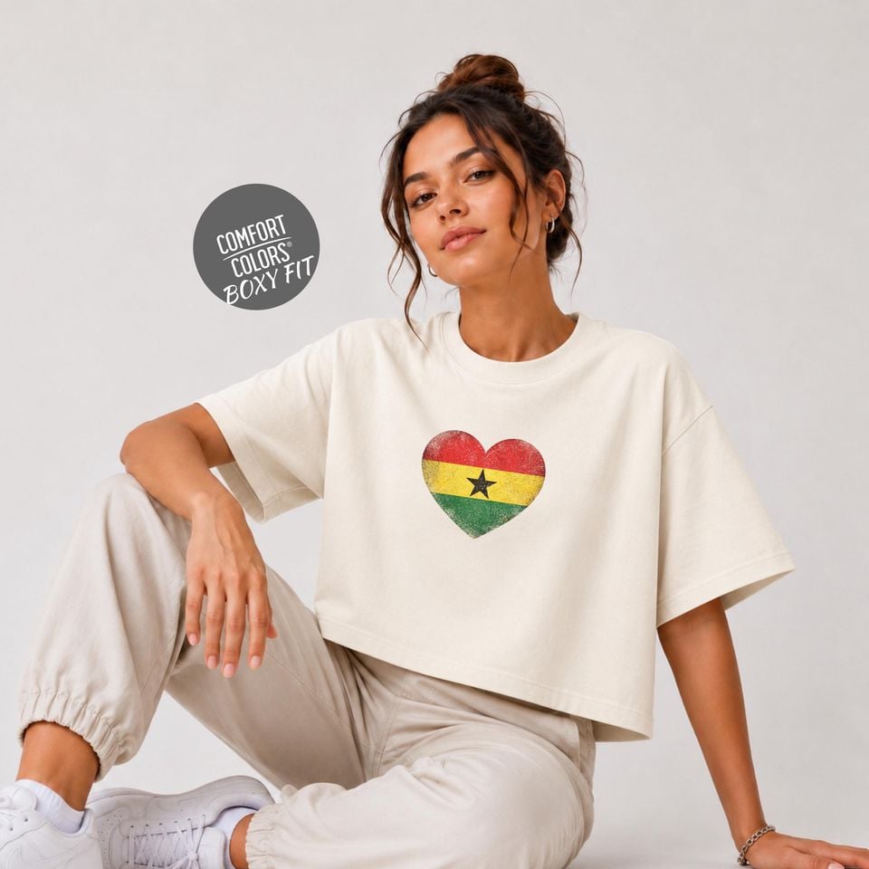 Retro Ghana Soccer 2026 Women Soccer Boxy Tee World Cup 2026 Tee for Summer