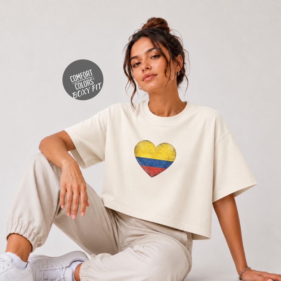Retro Colombia Soccer 2026 Women Soccer Boxy Tee World Cup 2026 Tee for Summer