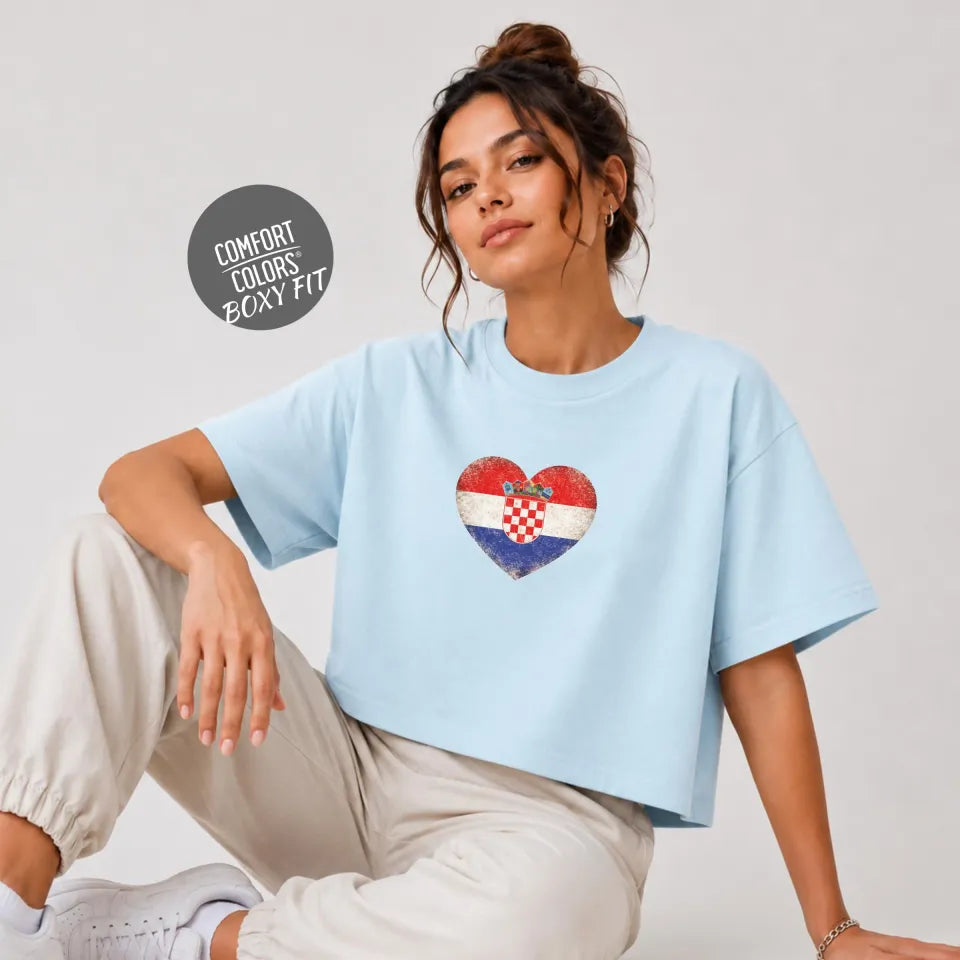 Retro Croatia Soccer 2026 Women Soccer Boxy Tee World Cup 2026 Tee for Summer