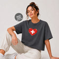 Retro Switzerland Soccer 2026 Women Soccer Boxy Tee World Cup 2026 Tee for Summer