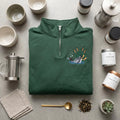 Embroidered Diving Loon Quarter Zip, Wildlife Nature Birdwatching Pullover, Outdoor Lover Gift Apparel