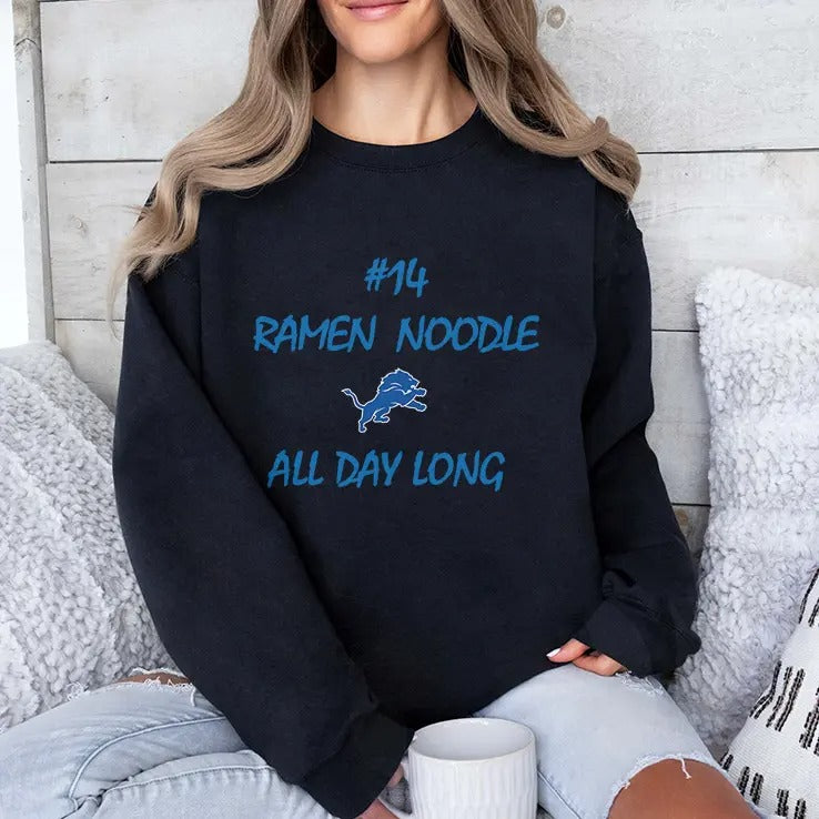 #14 Ramen Noodle All Day Long Detroit Lions Shirt