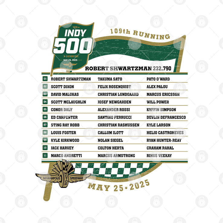 2025 Indy 500 Starting Field T Shirt