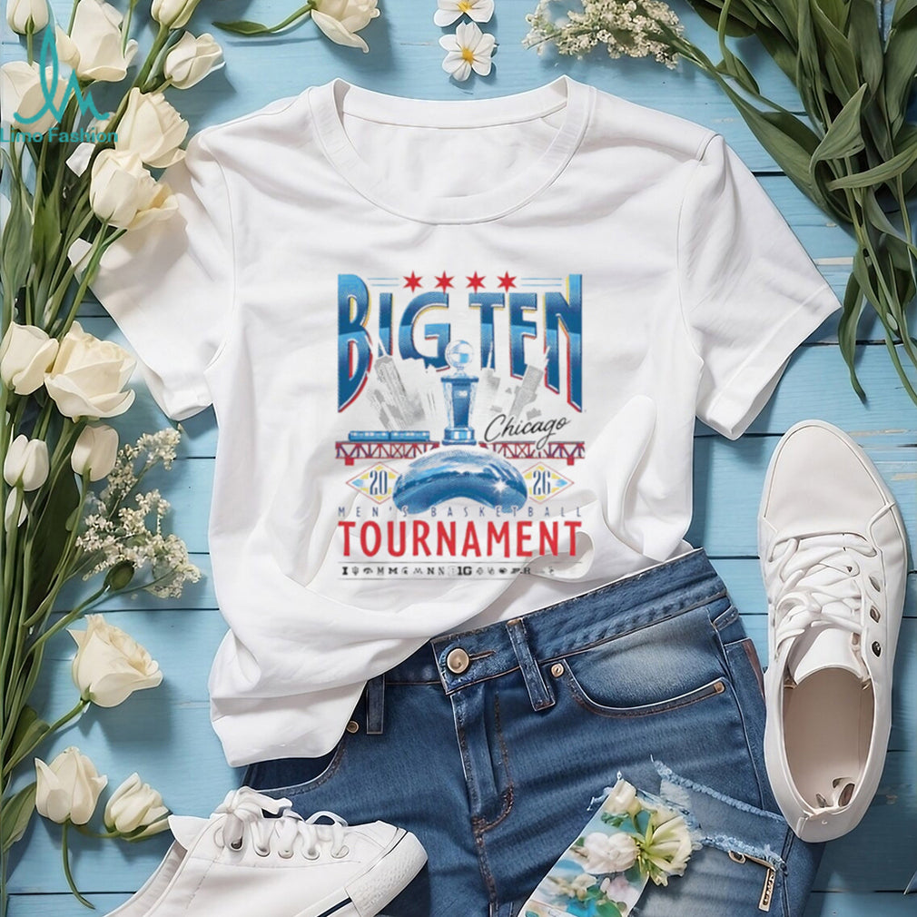 2026 Big Ten Men’s Basketball Tournament Chicago Skyline White T shirt