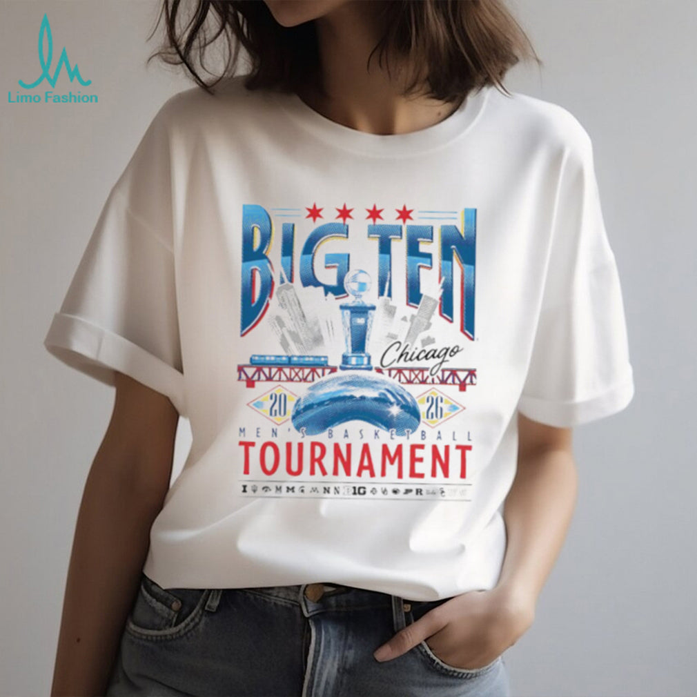 2026 Big Ten Men’s Basketball Tournament Chicago Skyline White T shirt