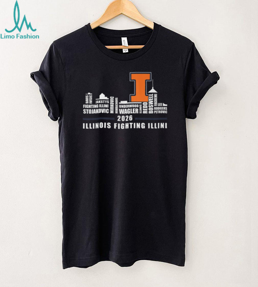 2026 Illinois Fighting Illini Basketball Team Skyline T Shirt