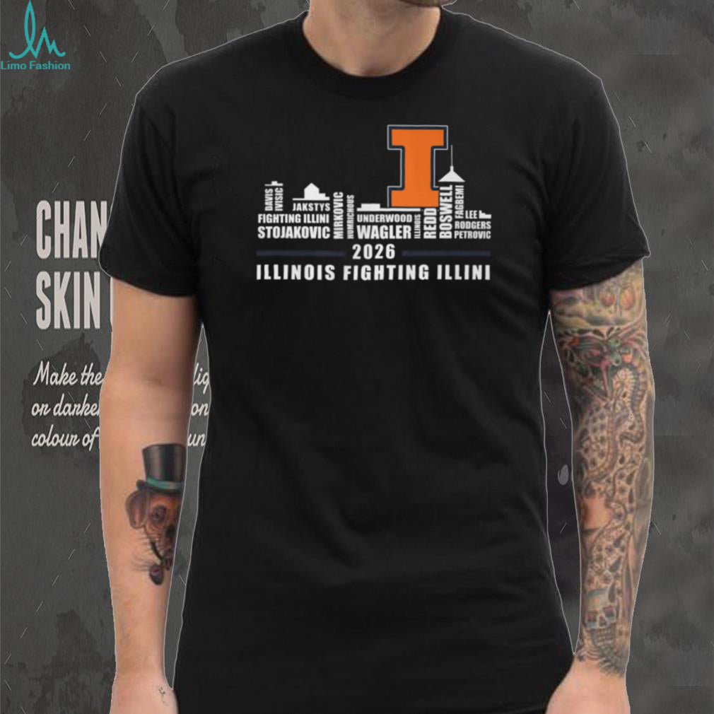 2026 Illinois Fighting Illini Basketball Team Skyline T Shirt