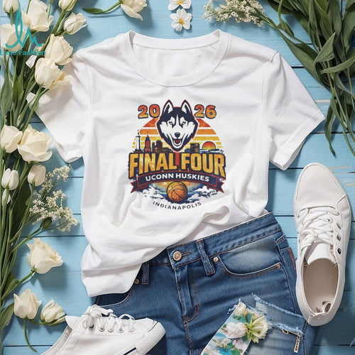 2026 NCAA Final Four UConn Huskies Indianapolis Skyline Sunset T Shirt
