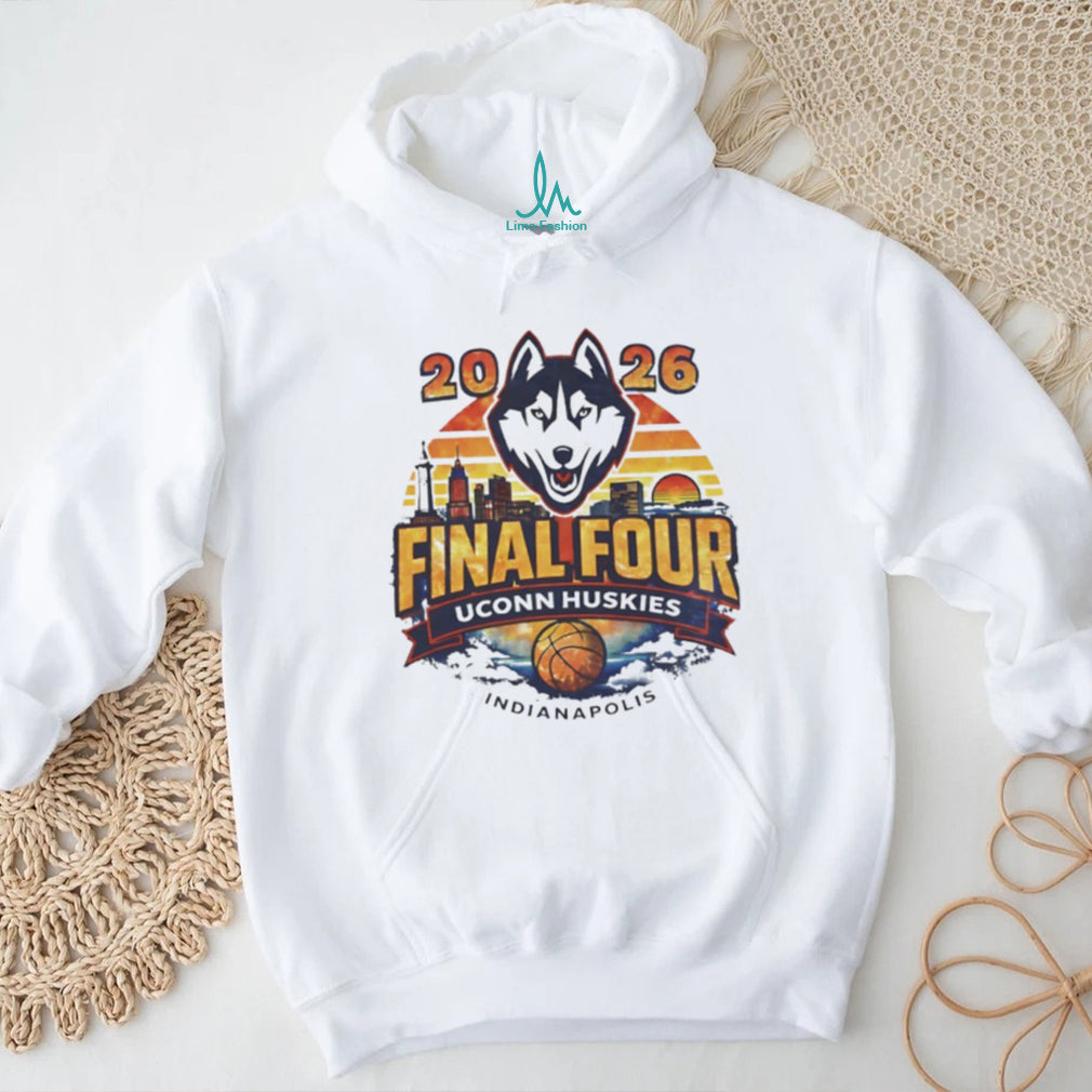 2026 NCAA Final Four UConn Huskies Indianapolis Skyline Sunset T Shirt