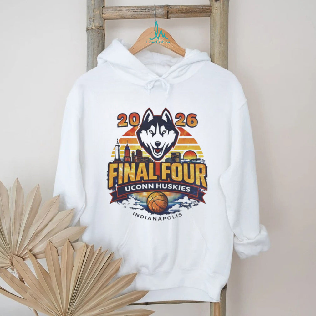 2026 NCAA Final Four UConn Huskies Indianapolis Skyline Sunset T Shirt