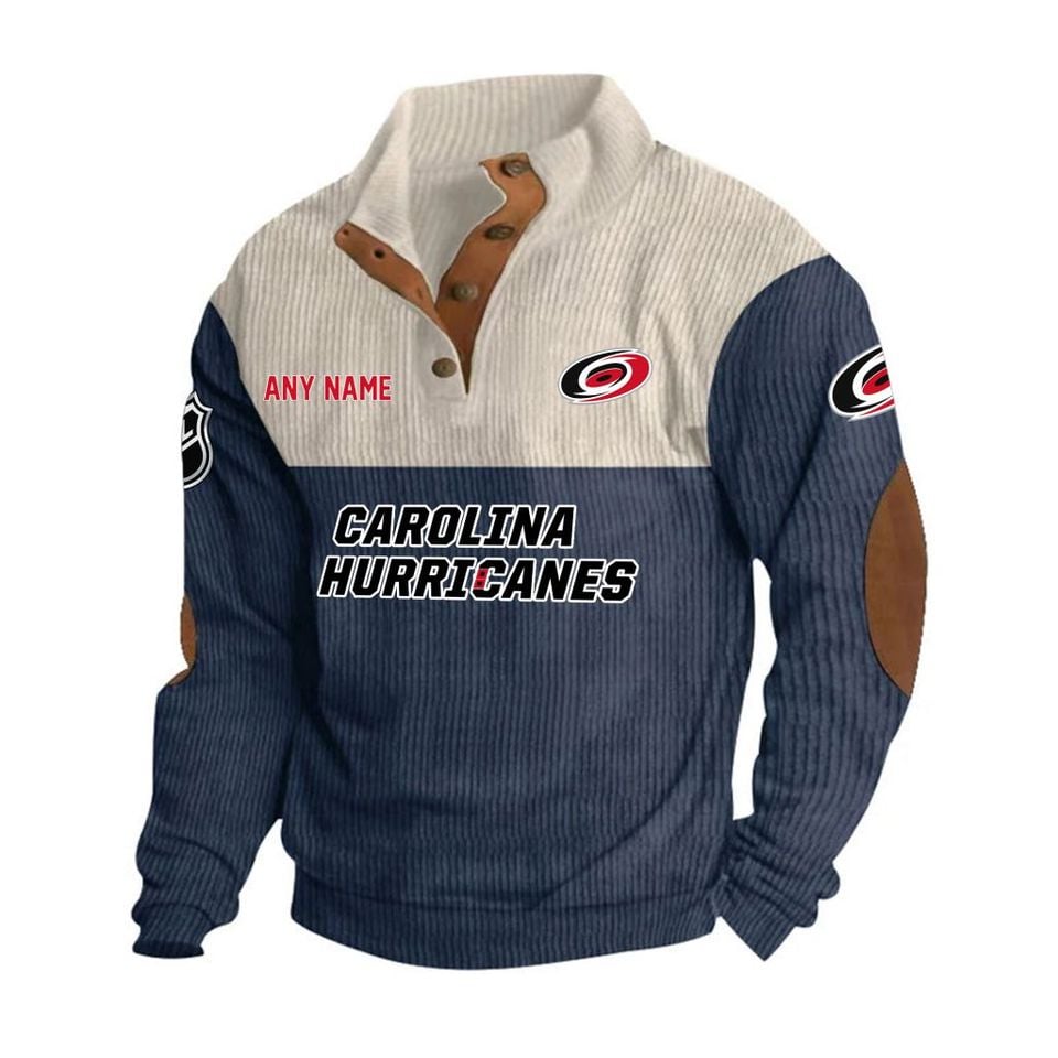 Carolina Hurricanes Personalized Name Corduroy Stand Collar Sweatshirt