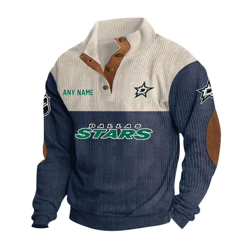 Dalas Stars Personalized Name Corduroy Stand Collar Sweatshirt