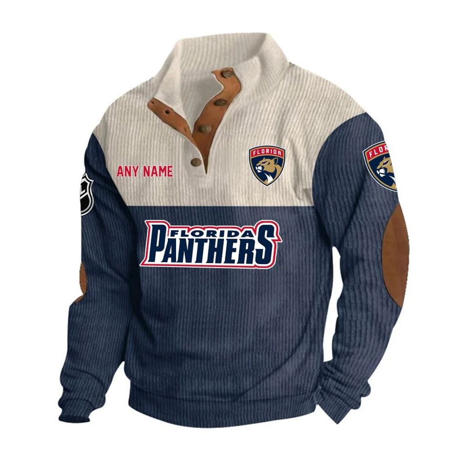 Florida Panther Personalized Name Corduroy Stand Collar Sweatshirt