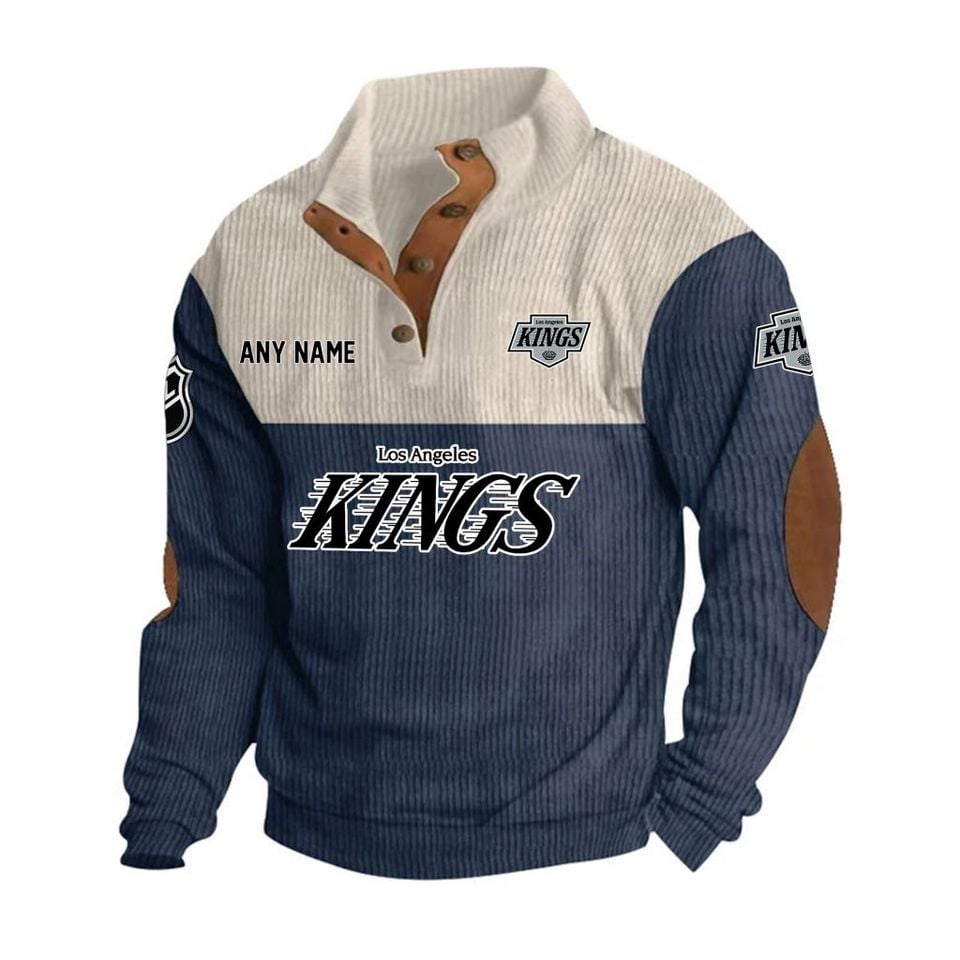 Los Angeles Kings Personalized Name Corduroy Stand Collar Sweatshirt