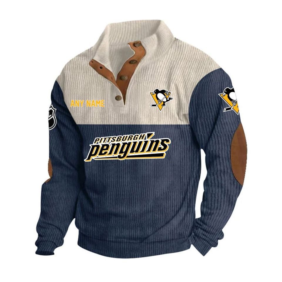Pittsburgh Penguins Personalized Name Corduroy Stand Collar Sweatshirt