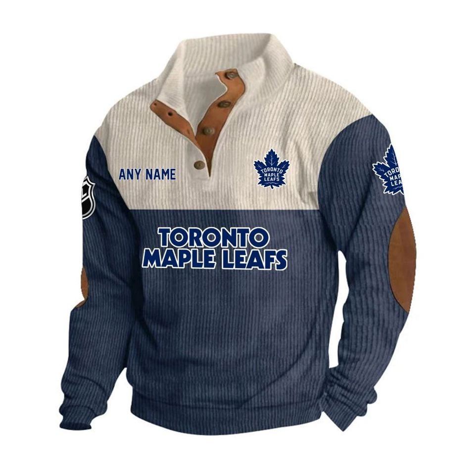 Toronto Maple Leafs Personalized Name Corduroy Stand Collar Sweatshirt