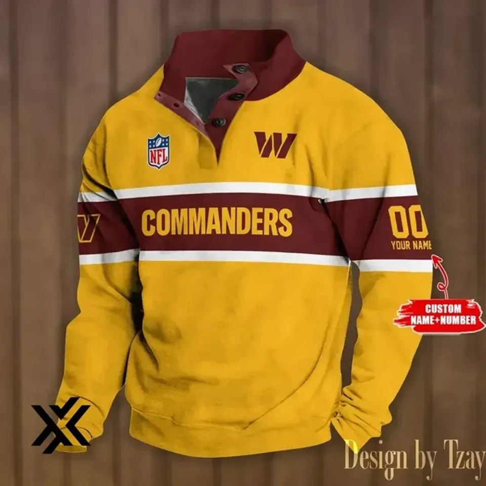Custom Washington Commanders Collar Sweatshirt,
