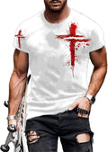 Mens Graphic T-Shirts Jesus Cross Vintage Print Casual Faith T-Shirts Summer Short Sleeve Crew Neck Christian Tops