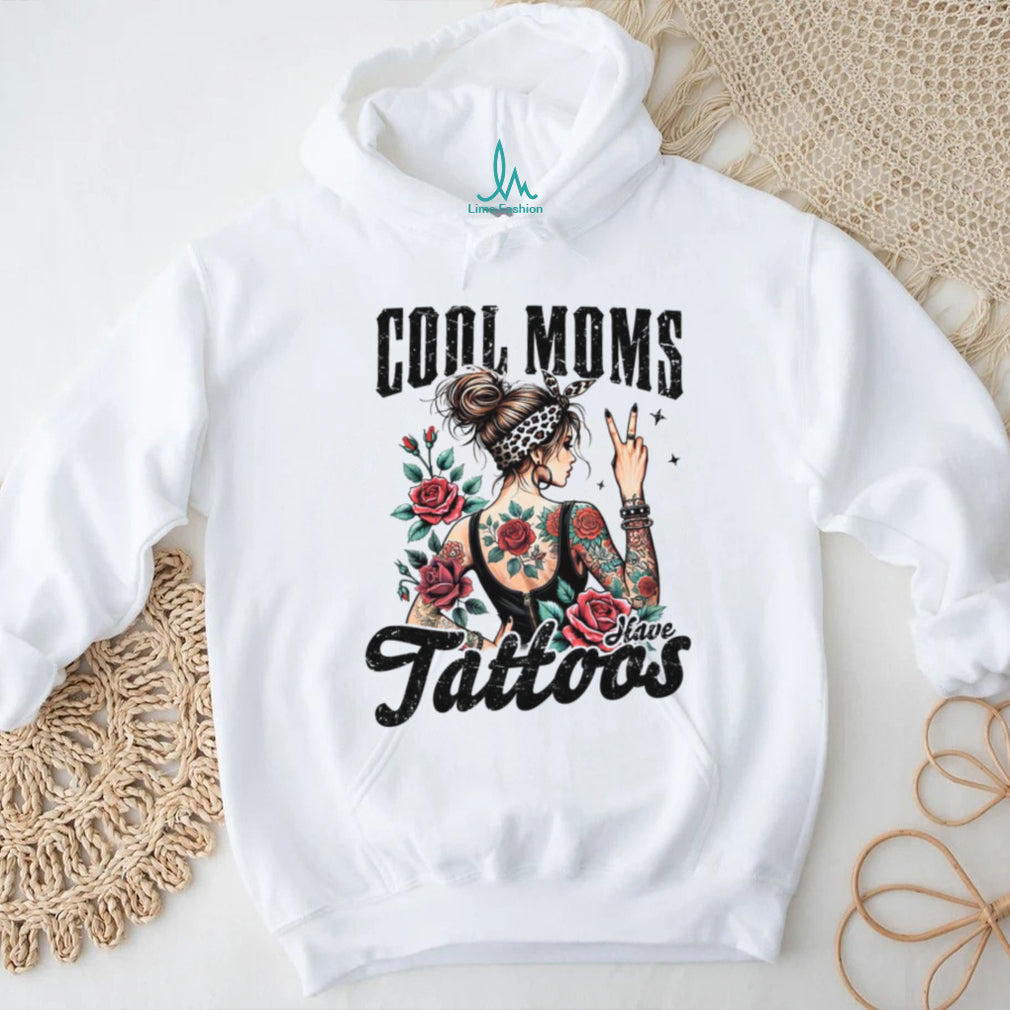 Cool Moms Have Tattoos Rocker Mom Leopard Bandana Tattooed Graphic Tee