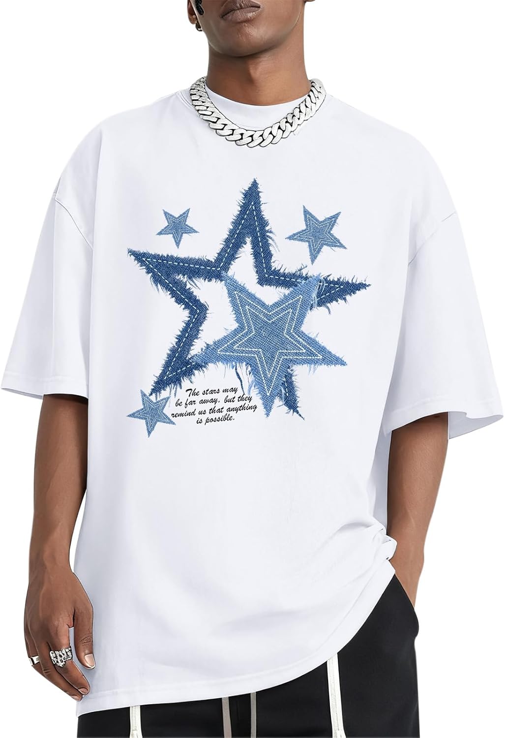 Men Star Graphic Shirt Y2k Oversized Shirts Streetwear Vintage Tees Grunge Inspirational Motivational Casual Tshirts