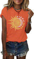 Womens Graphic Tees Summer Vintage Short Sleeve Cotton Moon and Sun Printed T Shirts Tops