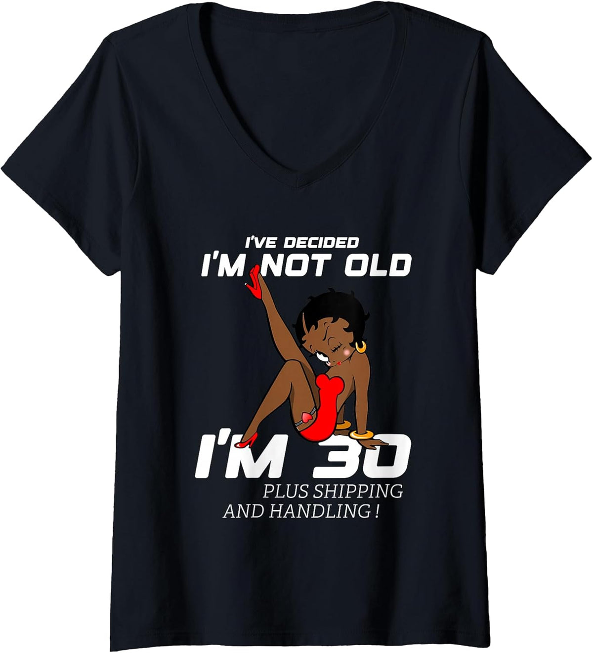 Womens Black Betty Birthday Boop Motivational V-Neck T-Shirt
