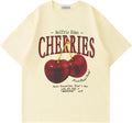 Oversized Graphic Tees Unisex Cherries Print T Shirts Casual Summer Short Sleeve Top Cotton Cute Tee Shirt
