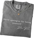 Diane Keaton Inspired Shirt Vintage Fedora Quote Tee Classic Style, Never Apologize Being Yourself Multi