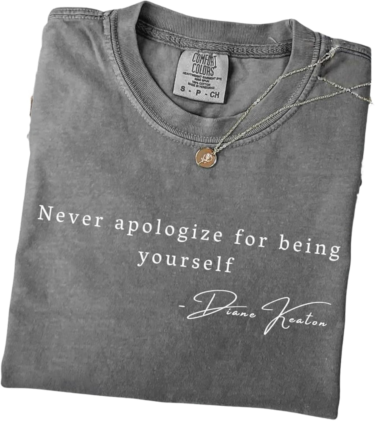 Diane Keaton Inspired Shirt Vintage Fedora Quote Tee Classic Style, Never Apologize Being Yourself Multi