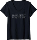 Womens Latin Inspirational Quote: Quod Obstat Viae Fit Via V-Neck T-Shirt