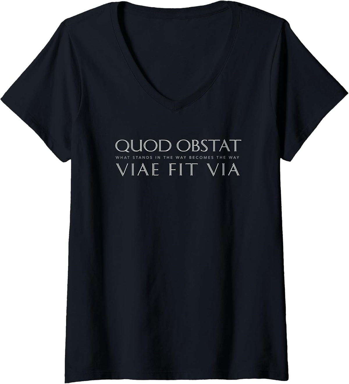 Womens Latin Inspirational Quote: Quod Obstat Viae Fit Via V-Neck T-Shirt