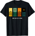 Retro One Day at A Time Motivational Quote Retro Sunset T-Shirt