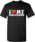 I Love My Girlfriend T Shirt for Men Heart Graphic T-Shirt Romantic Casual Novelty Valentine Tee Couples Clothing