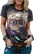 Beautiful Crazy Leopard Bleached T-Shirt Women Western Country Music Shirt Vintage Graphic Country Concert Tee Tops