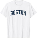 Boston Massachusetts MA Vintage Sports Design Navy Design T-Shirt