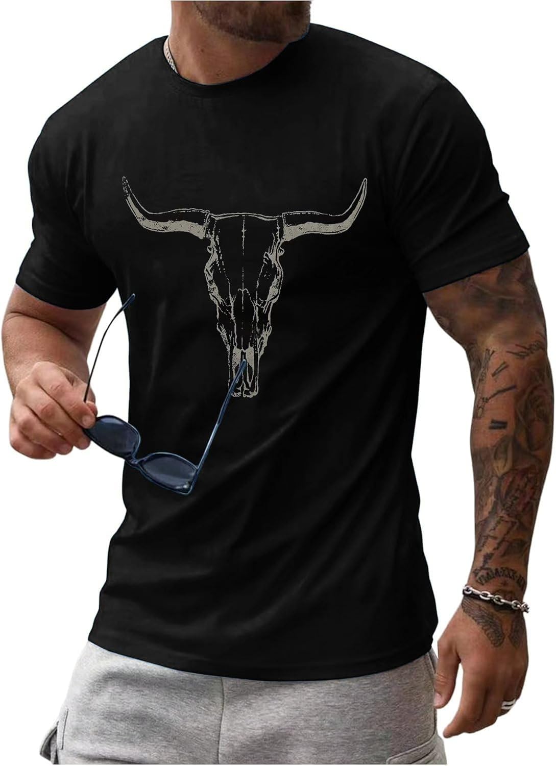 Round Neck Graphic Tees for Men Summer Fall Short Sleeve T-Shirt Basis Tops Blouse