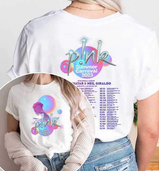 Vintage Pnk Tour 2 side Pnk Pink Summer Carnival 2023 Tour T-Shirt
