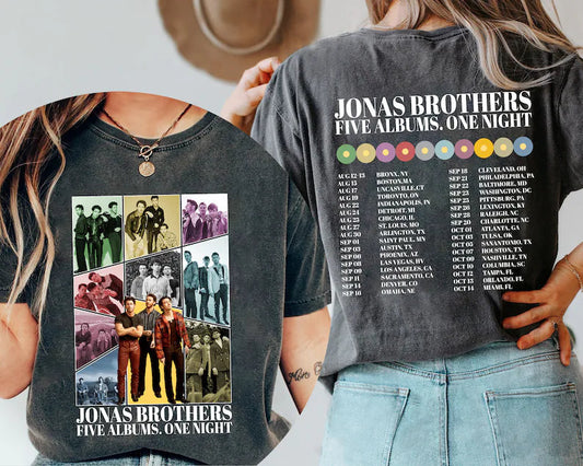 Jonas Brothers World Tour Shirt, Jonas Brothers T-Shirt, Jonas Five Albums One Night Tour Shirt