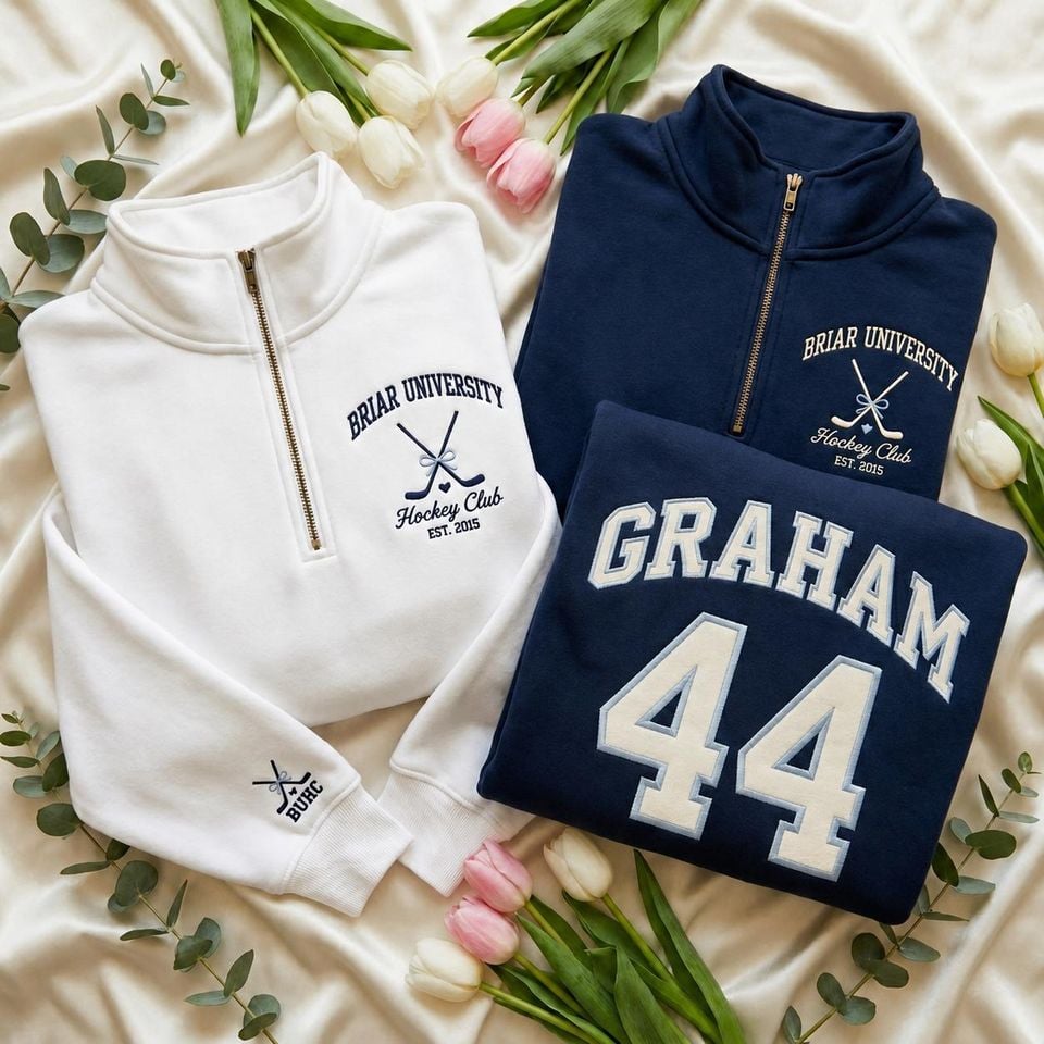 Briar University Graham 44 Embroidered Quarter Zip Sweatshirt